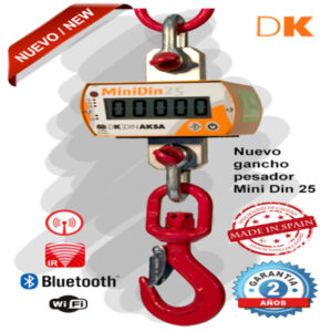GANCHO PESADOR MINIDIN-25 DE 300 A 10.000 KG. – DISPLAY LCD DE 25MM